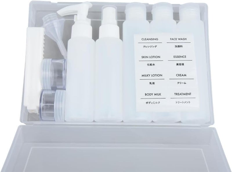 Daiso 7-Piece Travel Bottle & Jar Set - Refillable Plastic Containers for Toiletries and Cosmetics - Image 3